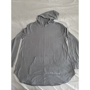 Life Is Good Shirt Womens Large Gray Minimalist Long Sleeve Hoodie Tee Classic